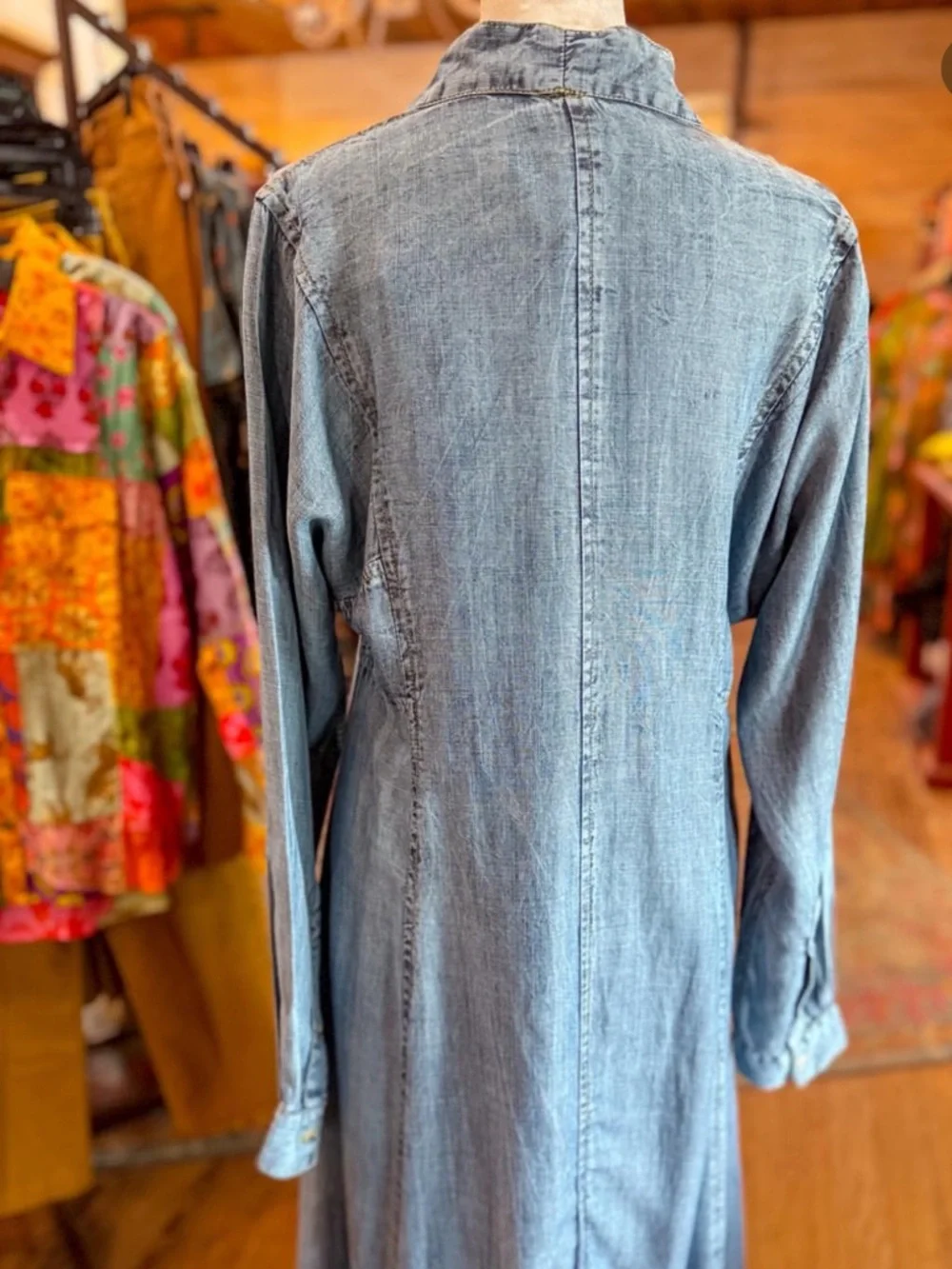 Uncle Frank Blue Denim Midi Dress with Side Slits and pockets!  NWT Small - Picture 9 of 14
